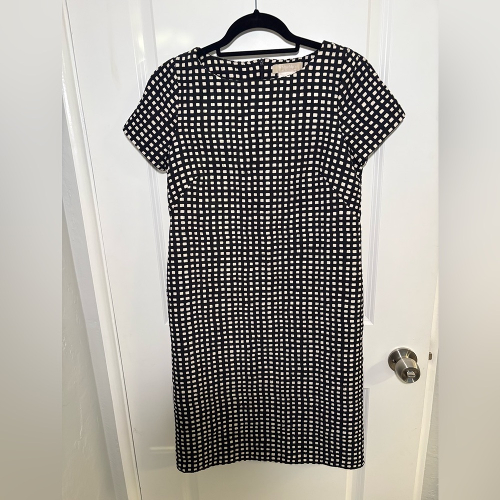 ‘S MaxMara Black and Cream Grid Dress Size US 4